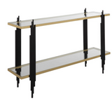 Lapse Black and Gold Console Table with Glass Shelves