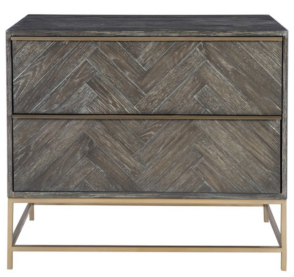 Lisbon Wood and Gold 2 Drawer Chest