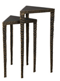 S/2 Lava Stone and Iron Accent Tables