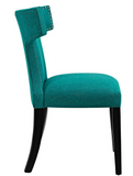 Teal Upholstered Dining Chair with nailhead trim 