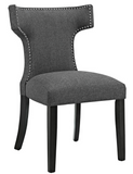 Grey Upholstered Dining Chair with nailhead trim 