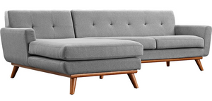 Ronald Mid Century Modern Sectional Light Grey Left/Right Facing