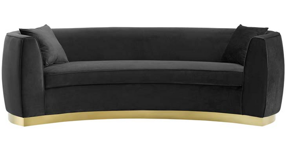 The Shell II Black Curved Modern Sofa With Gold Base