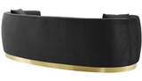 The Shell II Blue Curved Modern Sofa With Gold Base