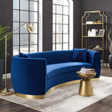 The Shell II Blue Curved Modern Sofa With Gold Base