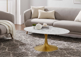 Le Oval Modern Marble Coffee Table Gold