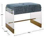 Bellvue Blue Acrylic and Gold Bench