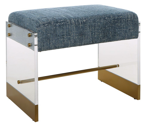 Bellvue Blue Acrylic and Gold Bench