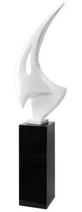The Pointe Abstract White Oversized Sculpture With Black Base