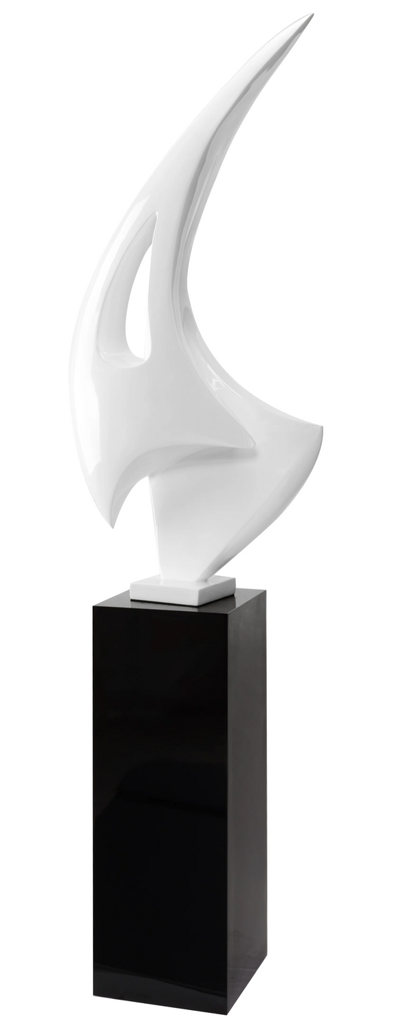 The Pointe Abstract White Oversized Sculpture With Black Base