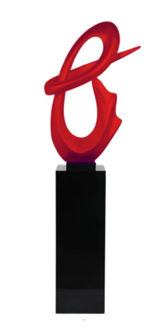 Continuium Red Abstract Sculpture on Black Gloss Stand