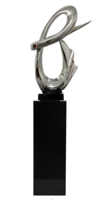 Continuium Chrome Abstract Sculpture on Black Gloss Stand