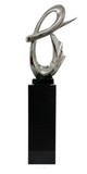 Continuium Chrome Abstract Sculpture on Black Gloss Stand