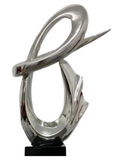 Continuium Chrome Abstract Sculpture on Black Gloss Stand