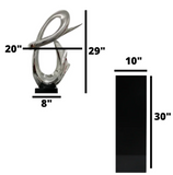 Continuium Chrome Abstract Sculpture on Black Gloss Stand