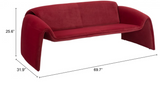 Warby Curved Arm Sofa Burgundy Red Velvet
