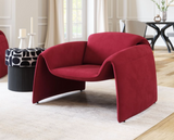 Warby Curved Arm Chair Burgundy Red Velvet
