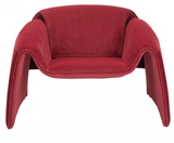 Warby Curved Arm Chair Burgundy Red Velvet