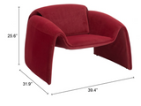 Warby Curved Arm Chair Burgundy Red Velvet