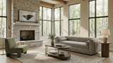 Ewing U Shaped Modern Sofa Green Tweed