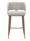 Brewster Luxury Mid Century Modern Barstool Beige with Metal Walnut Finish Frame