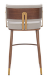 Brewster Luxury Mid Century Modern Barstool Beige with Metal Walnut Finish Frame