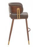 Brewster Luxury Mid Century Modern Barstool Brown with Metal Walnut Finish Frame