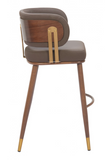 Brewster Luxury Mid Century Modern Barstool Brown with Metal Walnut Finish Frame
