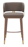 Brewster Luxury Mid Century Modern Barstool Brown with Metal Walnut Finish Frame