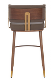 Brewster Luxury Mid Century Modern Barstool Brown with Metal Walnut Finish Frame
