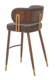 Brewster Luxury Mid Century Modern Barstool Brown with Metal Walnut Finish Frame