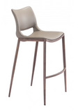 Acer Modern Brown Barstool or Counter Stool with Curved Walnut Metal Frame