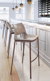 Acer Modern Brown Barstool or Counter Stool with Curved Walnut Metal Frame