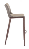 Acer Modern Brown Barstool or Counter Stool with Curved Walnut Metal Frame