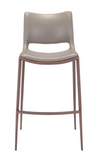 Acer Modern Brown Barstool or Counter Stool with Curved Walnut Metal Frame