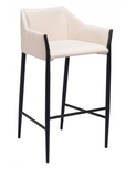 Andy Beige Fabric Barstool with Powder Coated Black Steel Frame