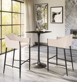 Andy Beige Fabric Barstool with Powder Coated Black Steel Frame