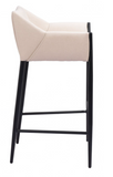 Andy Beige Fabric Barstool with Powder Coated Black Steel Frame