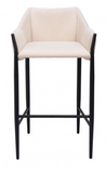 Andy Beige Fabric Barstool with Powder Coated Black Steel Frame