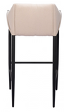 Andy Beige Fabric Barstool with Powder Coated Black Steel Frame