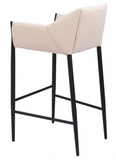Andy Beige Fabric Barstool with Powder Coated Black Steel Frame