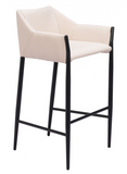 Andy Beige Fabric Barstool with Powder Coated Black Steel Frame