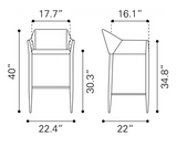 Andy Beige Fabric Barstool with Powder Coated Black Steel Frame