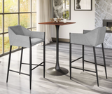 Andy Grey Fabric Barstool with Powder Coated Black Steel Frame
