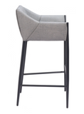 Andy Grey Fabric Barstool with Powder Coated Black Steel Frame