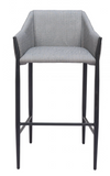 Andy Grey Fabric Barstool with Powder Coated Black Steel Frame