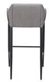 Andy Grey Fabric Barstool with Powder Coated Black Steel Frame