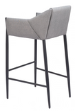 Andy Grey Fabric Barstool with Powder Coated Black Steel Frame