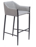 Andy Grey Fabric Barstool with Powder Coated Black Steel Frame