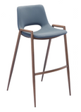 Desires Blue Dusk Barstool with Walnut Finish Steel Frame